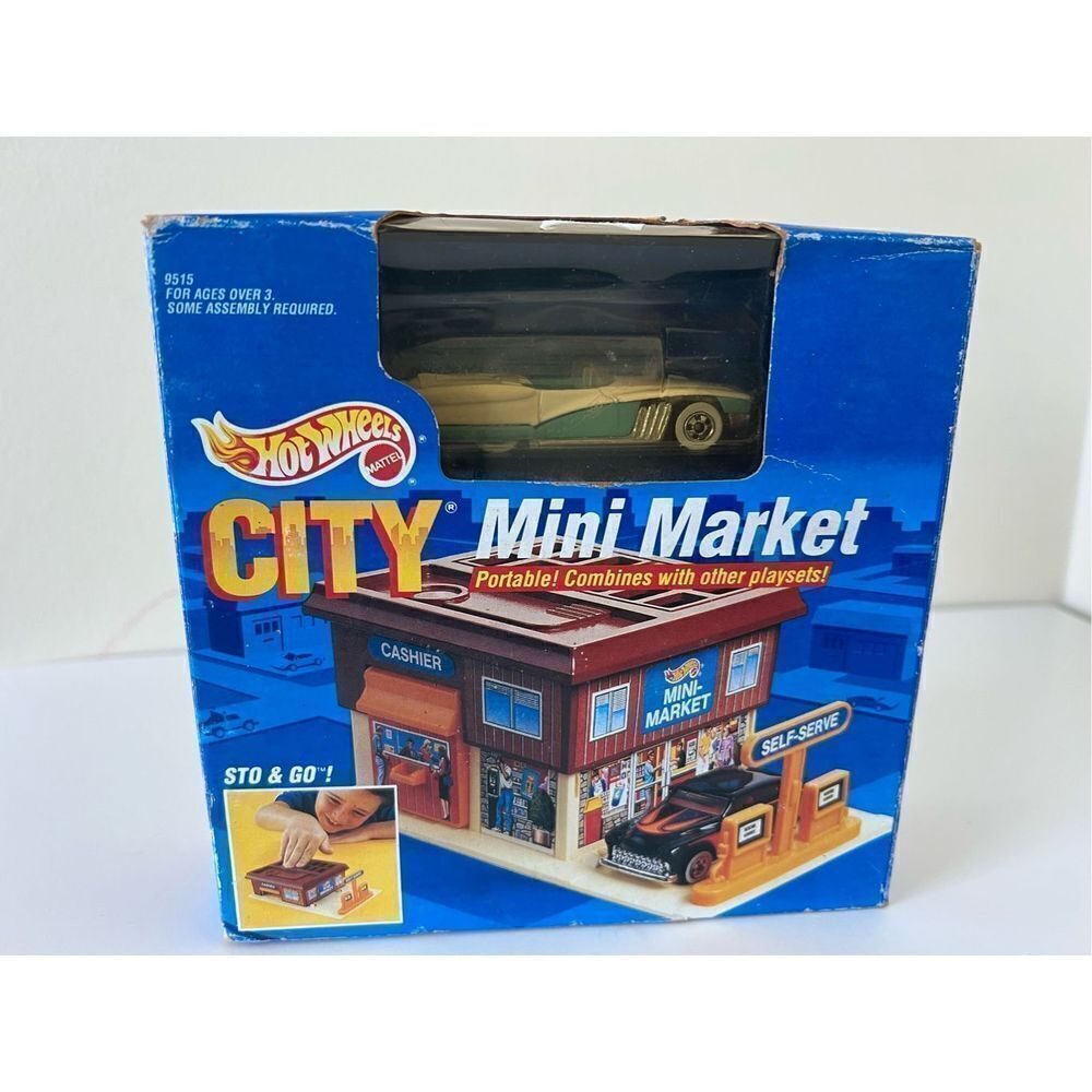 Hot Wheels STO & GO 1990 MINI MARKET #9515 w/ Street beast Never Opened, Sealed